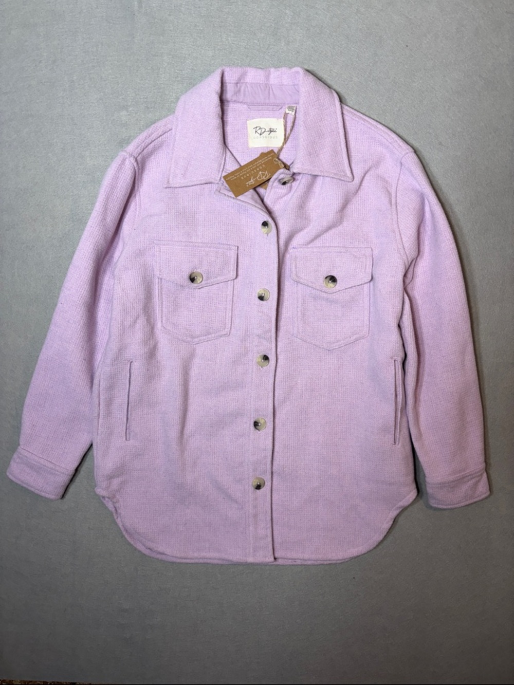RD Style Kylie Shacket Pale Orchid Button-Up Jacket Size Small NWT